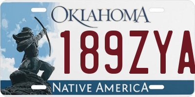 OK license plate 189ZYA