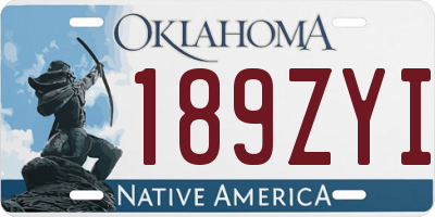 OK license plate 189ZYI