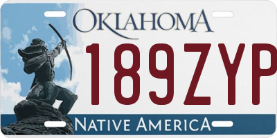 OK license plate 189ZYP