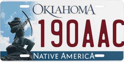 OK license plate 190AAC