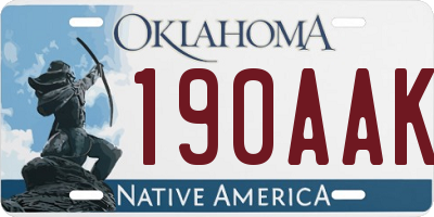OK license plate 190AAK