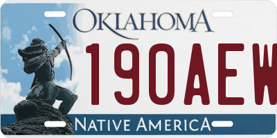OK license plate 190AEW