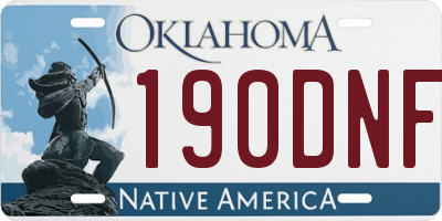 OK license plate 190DNF