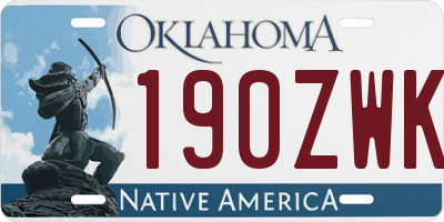 OK license plate 190ZWK