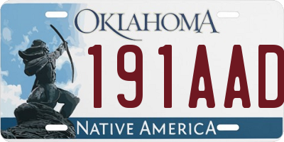 OK license plate 191AAD