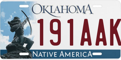 OK license plate 191AAK