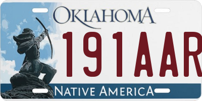 OK license plate 191AAR