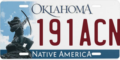 OK license plate 191ACN