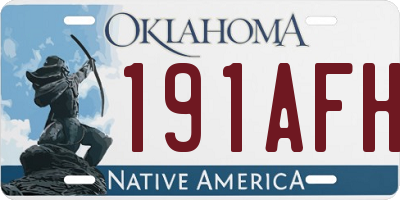 OK license plate 191AFH