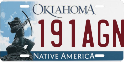 OK license plate 191AGN