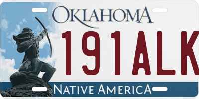 OK license plate 191ALK