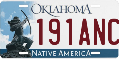 OK license plate 191ANC