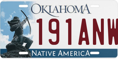 OK license plate 191ANW