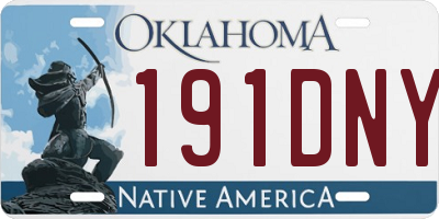 OK license plate 191DNY