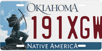OK license plate 191XGW