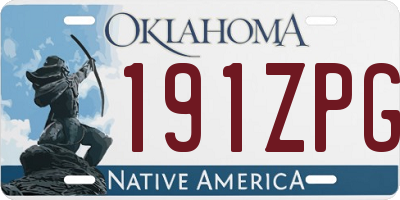 OK license plate 191ZPG
