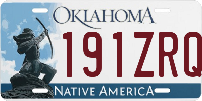 OK license plate 191ZRQ