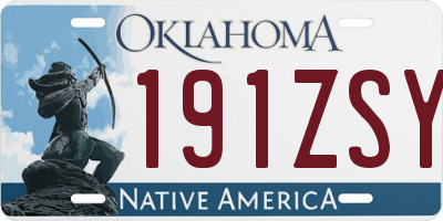 OK license plate 191ZSY