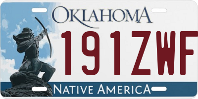 OK license plate 191ZWF