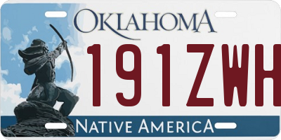 OK license plate 191ZWH