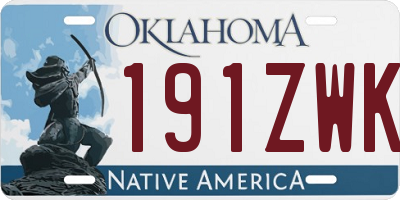 OK license plate 191ZWK