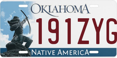 OK license plate 191ZYG