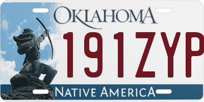 OK license plate 191ZYP