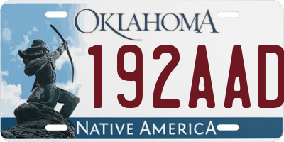 OK license plate 192AAD