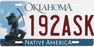 OK license plate 192ASK