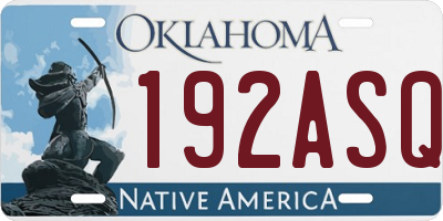 OK license plate 192ASQ