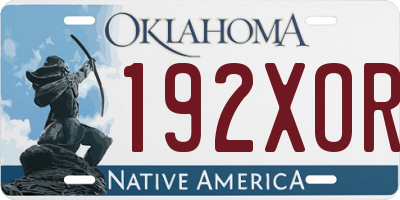 OK license plate 192XOR