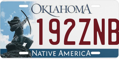 OK license plate 192ZNB
