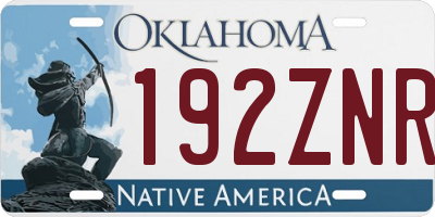 OK license plate 192ZNR