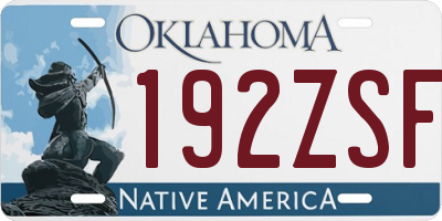 OK license plate 192ZSF