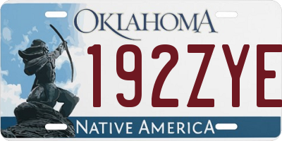 OK license plate 192ZYE