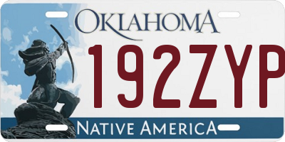 OK license plate 192ZYP