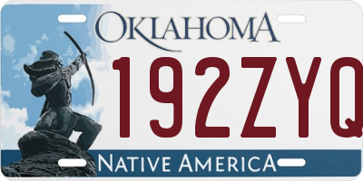 OK license plate 192ZYQ