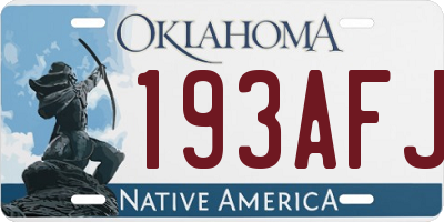 OK license plate 193AFJ