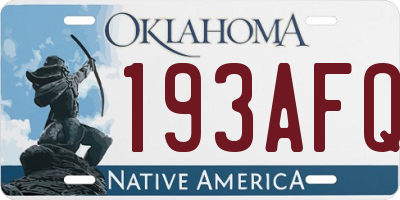 OK license plate 193AFQ