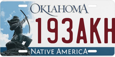 OK license plate 193AKH