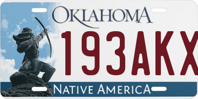OK license plate 193AKX