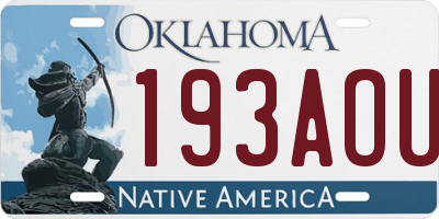 OK license plate 193AOU