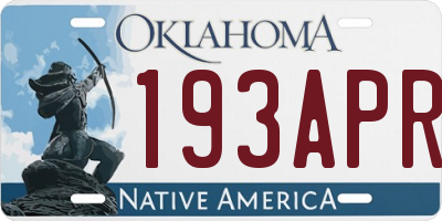 OK license plate 193APR
