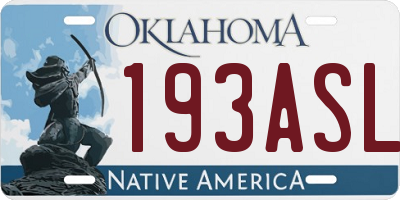 OK license plate 193ASL