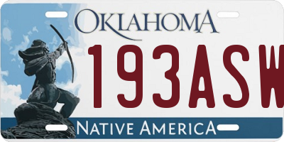 OK license plate 193ASW