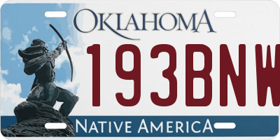 OK license plate 193BNW