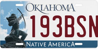 OK license plate 193BSN