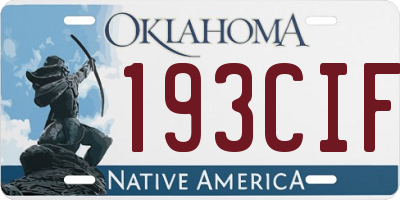OK license plate 193CIF
