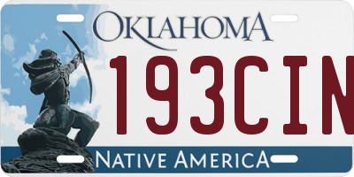 OK license plate 193CIN