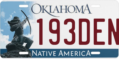 OK license plate 193DEN